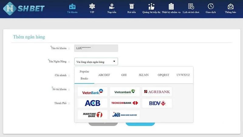 Nạp rút tiền dễ dàng thuận lợi với trang bắn cá SHBET