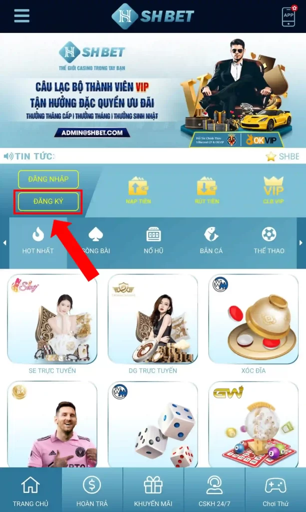 Truy Cập Trang Web SHBET