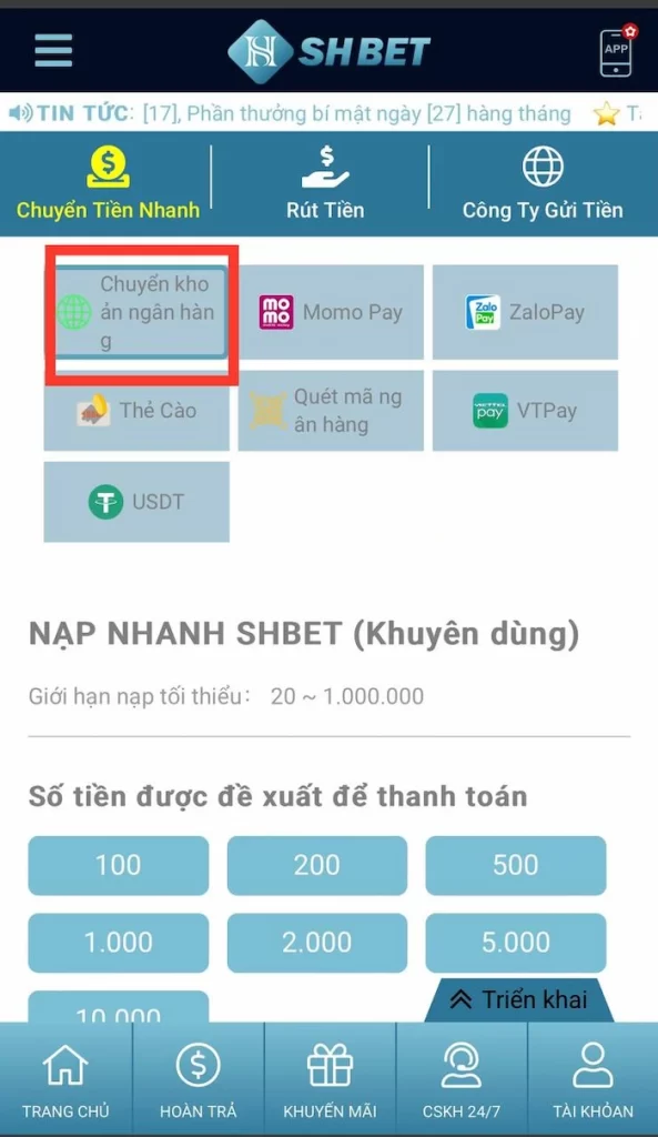 Chuyển Khoản Ngân Hàng