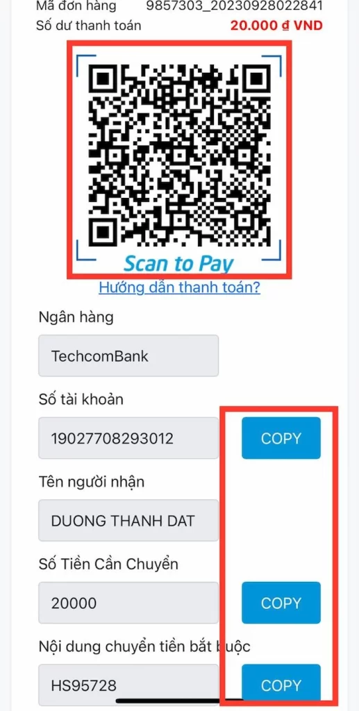 Chuyển Khoản Ngân Hàng
