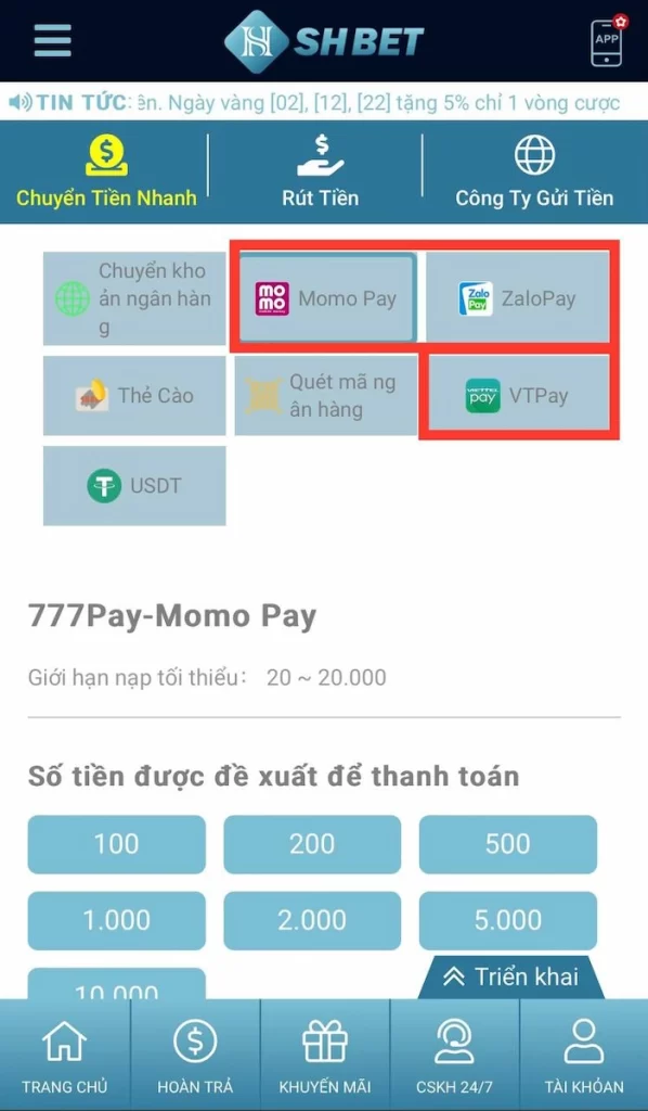 Nạp Tiền Thông Qua Momo Pay