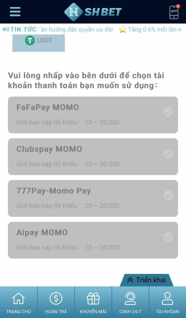 Nạp Tiền Thông Qua Momo Pay